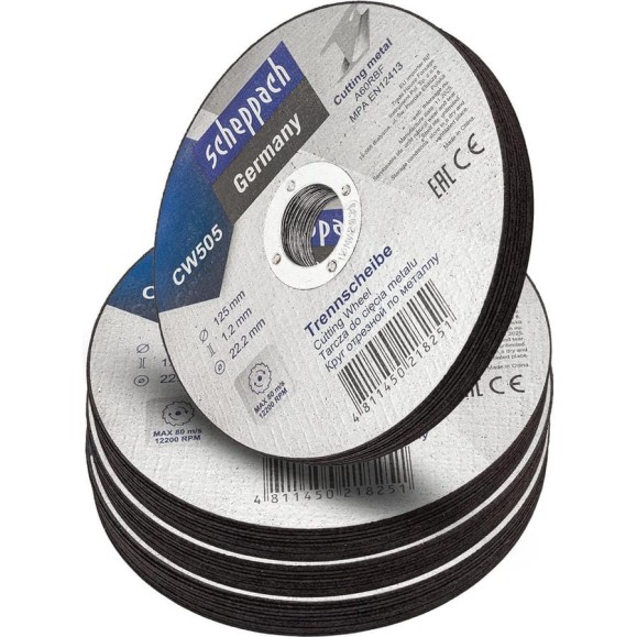 Круг отрезной по металлу Scheppach 125х1.2х22.2мм-40шт Sch-CW505[40шт к-т](63957)