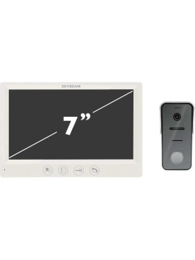 Комплект видеодомофона Skybeam из 7 дюймового монитора с сенс кнопками и вызывной панели, белый (94712HA+94208-1080PW) 94712HA+94208-1080PWH
