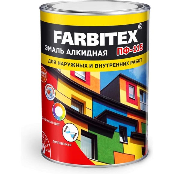 Эмаль алкидная Farbitex ПФ-115 графит 7024 (5.0 кг) 4300016450 Эмаль алкидная Farbitex ПФ-115 графит 7024 (5.0 кг) 4300016450