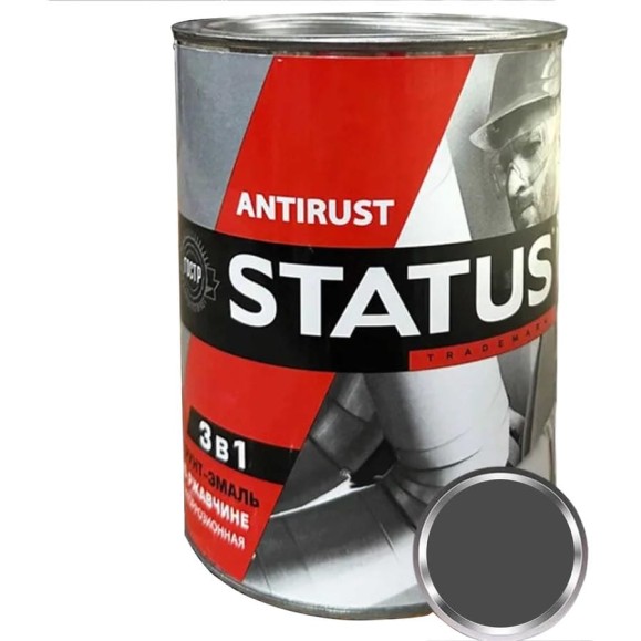 Грунт-эмаль 3в1 Радугамалер STATUS графит, 0.8 кг 4640210902464