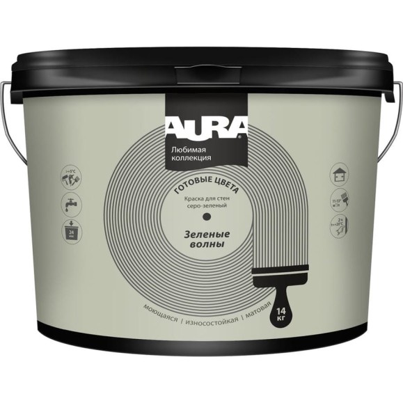 Краска AURA Любимая коллекция, Зеленые волны, 14 кг, ASP098 Краска AURA Любимая коллекция, Зеленые волны, 14 кг, ASP098