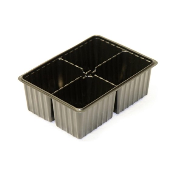 Мини-кассета для рассады ЛЕТО, 4 ячейки, 18×13.5×6 см, полистирол, чёрная (1308), 30 шт 96478