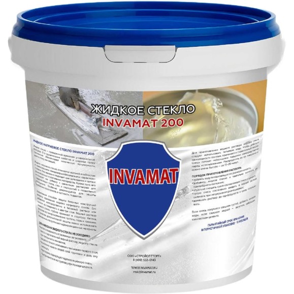 Жидкое стекло прозрачный INVAMAT 200 15 кг 1355