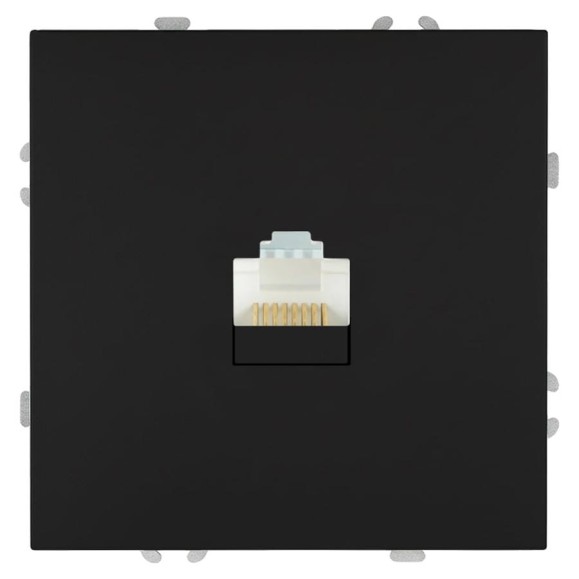 Розетка компьютерная 1-местная RJ-45 (механизм) STEKKER, серия Эмили, RST00-5117-05, черный уголь, soft touch, 49847