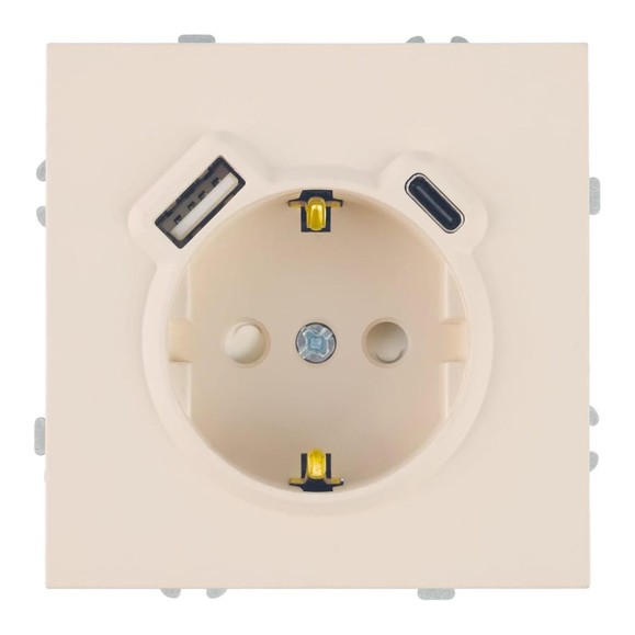 Розетка 1-местная з/ш с/з 16А USBType C (механизм), 250В, 20W, се STEKKER 50360