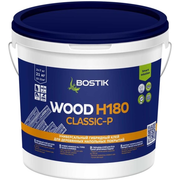 Ms-полимерный клей для паркета Bostik WOOD H180 CLASSIC 21кг 50615918 Ms-полимерный клей для паркета Bostik WOOD H180 CLASSIC 21кг 50615918