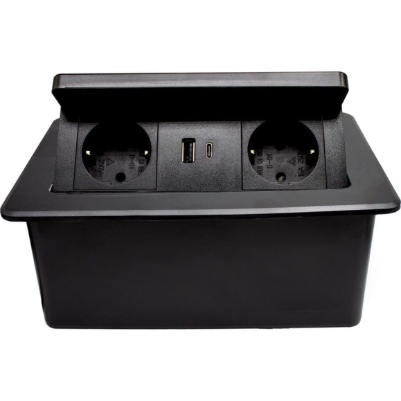 Блок розеток Mebax LK-DMS-742 2 секции Чёрный Полуавтоматический 2 USB беспроводная зарядка 00-00003481