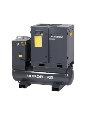 Компрессор винтовой NORDBERG 11 кВт, 10 бар, 1550 л/мин, ресивер 410 л, с частотным преобразователем, осушитель NCF15RD