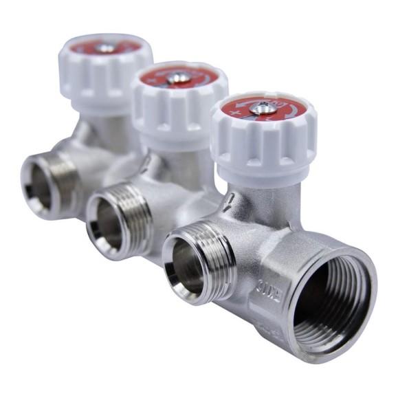 Коллектор VRT 1''x3/4'' евроконус, с регулировочными вентилями для подачи водоснабжения, 3 выходп 555987