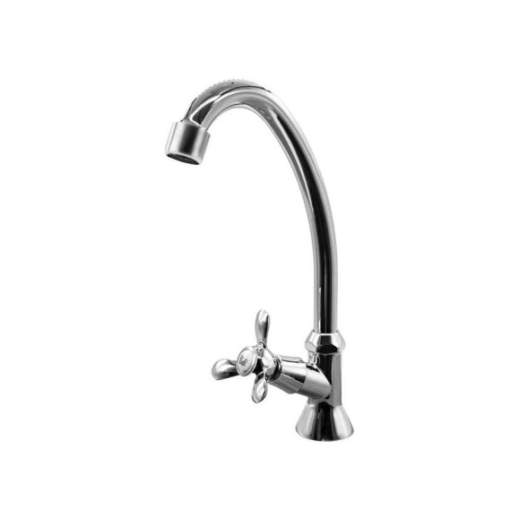 Смеситель для кухни Doron DC 1717-1, 1/2", керамика, хром, излив стандартный, под гайку 025122