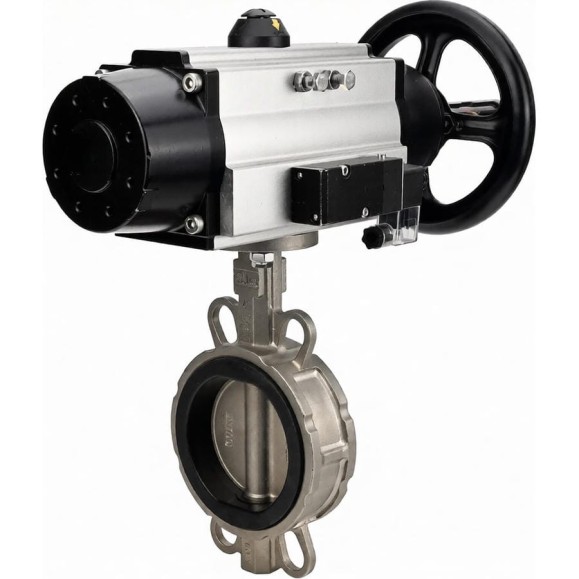Затвор дисковый DN.ru 304-304-VITON-2W-Fb-H Ду150 Ру16, пневмопривод DA-105, пневмораспр. 220VAC D050-89167