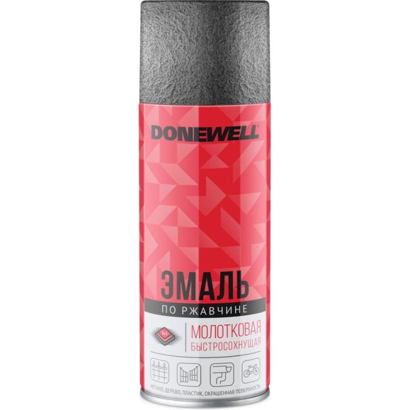 Молотковая эмаль по ржавчине DONEWELL серебристая 520 мл DW-3001