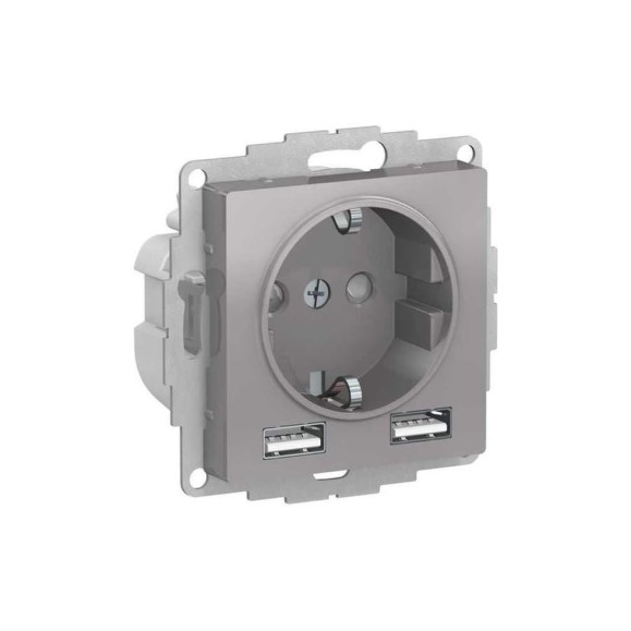 Розетка Systeme Electric ATLASDESIGN RRR 16А, c 2 USB A+A, 5В/2.4А, 2х5В/1.2А, механизм, алюминий ATN000330R Розетка Systeme Electric ATLASDESIGN RRR 16А, c 2 USB A+A, 5В/2.4А, 2х5В/1.2А, механизм, алюминий ATN000330R