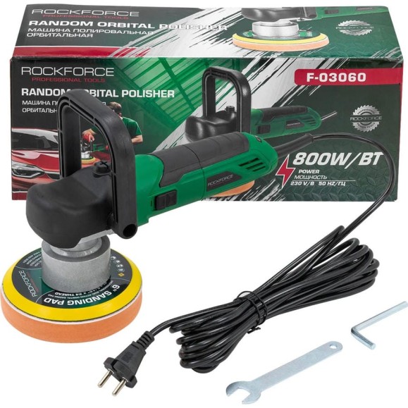 Машина полировальная орбитальная электрическая Rockforce 230В, 800Вт, 2000-6800об/мин, диаметр круга 150мм RF-F-03060(62347) Машина полировальная орбитальная электрическая Rockforce 230В, 800Вт, 2000-6800об/мин, диаметр круга 150мм RF-F-03060(62347)