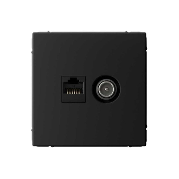 Розетка двойная ТВ + компьютерная Systeme Electric ARTGALLERY RJ45, кат. 5Е, черный шелк GAL001789 Розетка двойная ТВ + компьютерная Systeme Electric ARTGALLERY RJ45, кат. 5Е, черный шелк GAL001789