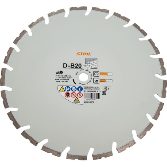Алмазный отрезной круг D-B20 Ø 350 мм/14" Stihl 0835-090-7054 Алмазный отрезной круг D-B20 Ø 350 мм/14" Stihl 0835-090-7054
