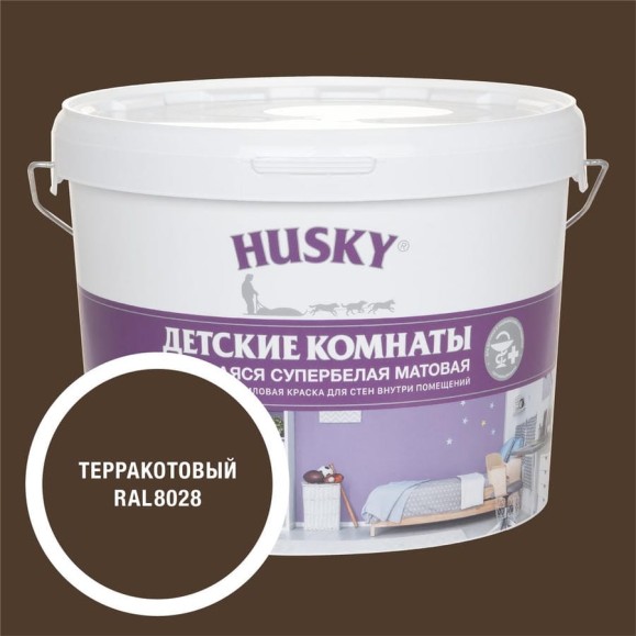 Краска для детских комнат HUSKY терракотовая 9л 35305 Краска для детских комнат HUSKY терракотовая 9л 35305