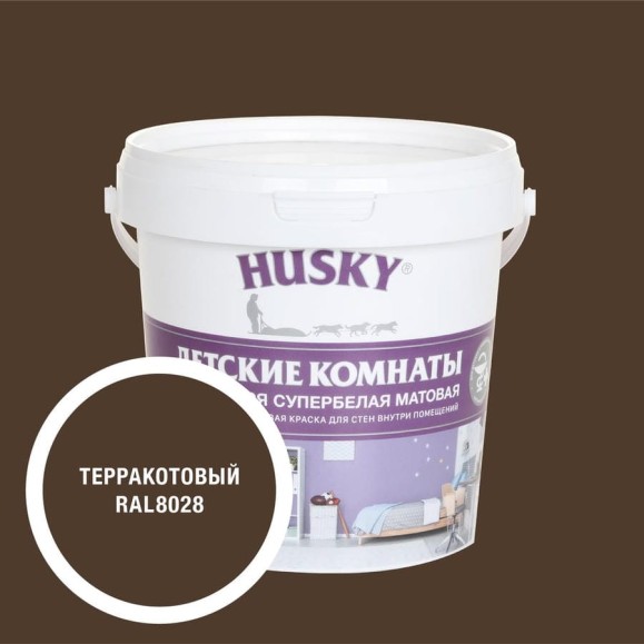 Краска для детских комнат HUSKY терракотовая 0,9л 35302 Краска для детских комнат HUSKY терракотовая 0,9л 35302