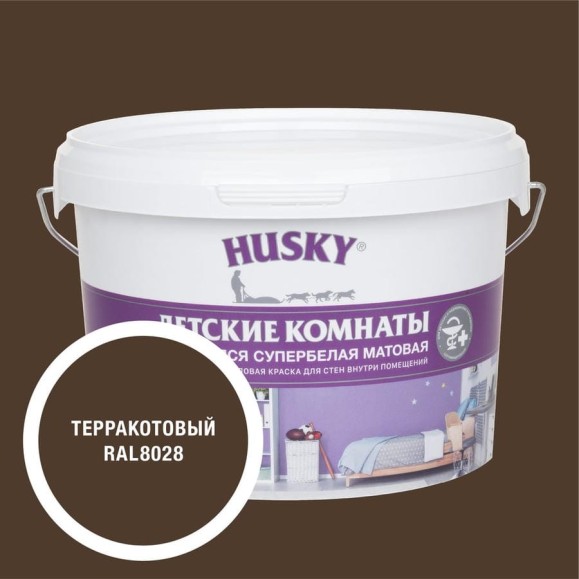 Краска для детских комнат HUSKY терракотовая 2,5л 35303 Краска для детских комнат HUSKY терракотовая 2,5л 35303