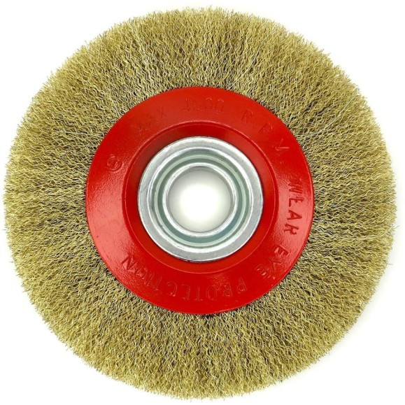 Щетка дисковая EuroBrush Д200х25х32+адаптеры, ворс гофр латунир-я сталь 0,30, до 4500 об/мин (код 13-125) EB-LBS5