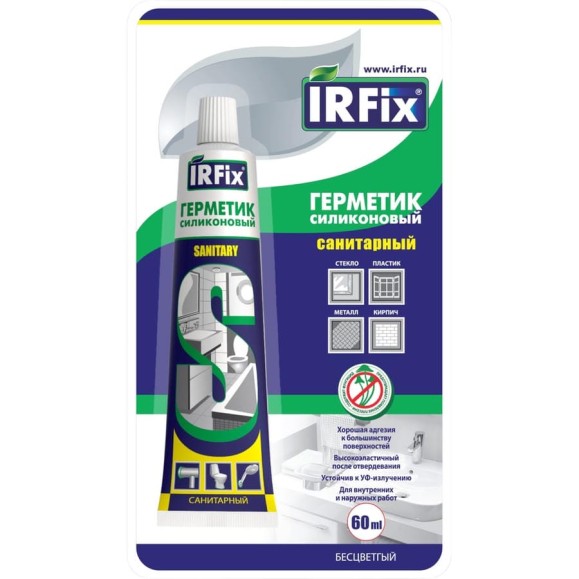 Герметик силиконовый санитарный бесцветный IRFIX SANITARY 60мл 20065