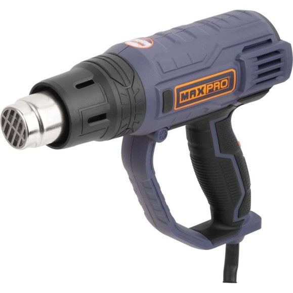 Фен технический MAX-PRO 2000 Вт, 60/350/600C, 500 л/мин, 0,76 кг, резиновый кабель, резиновые вставки, кор. 85252
