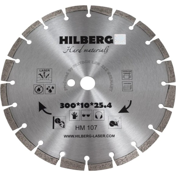 Диск алмазный отрезной Hilberg 300x25.4 Hard Materials Laser HM107 Диск алмазный отрезной Hilberg 300x25.4 Hard Materials Laser HM107