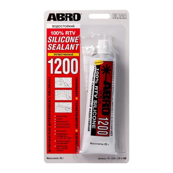 Силиконовый герметик ABRO 1200, прозрачный, 85г SS-1200-CLR-3-RW