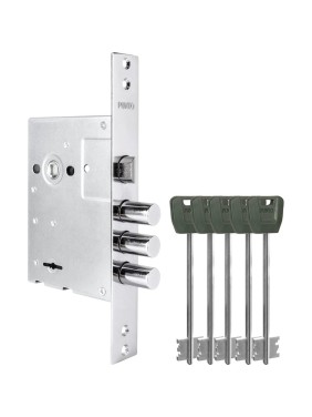 Замок врезной сувальдный Punto MDV30/S-65.77 CP хром (длинный ключ) тех.уп. 60611