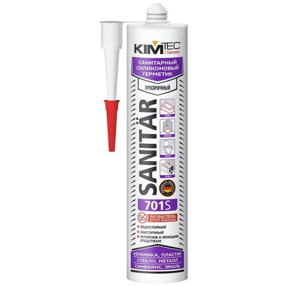 Силиконовый санитарный герметик KIM TEC бесцв. 701S 280мл 02-01-52
