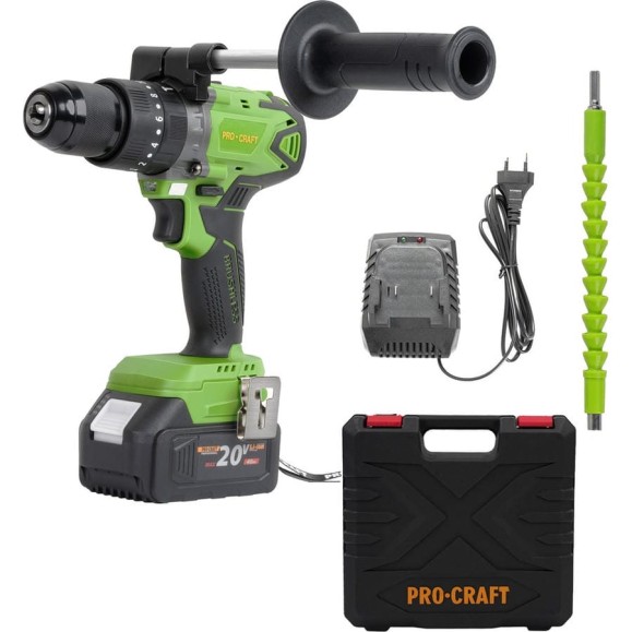 Шуруповерт аккумуляторный PROCRAFT PA18BL 20В 50Нм (2 АКБ 4Ач+ЗУ+Кейс) PA18BL-2B-C Шуруповерт аккумуляторный PROCRAFT PA18BL 20В 50Нм (2 АКБ 4Ач+ЗУ+Кейс) PA18BL-2B-C