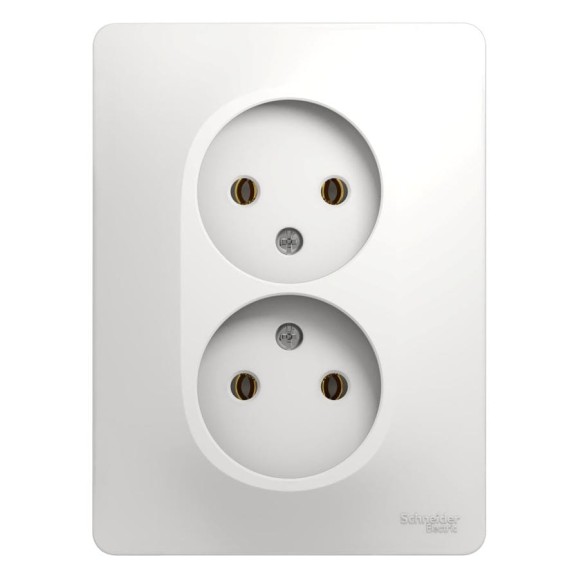 Розетка двойная Systeme Electric (Schneider Electric) GLOSSA, без заземления, белый GSL000120