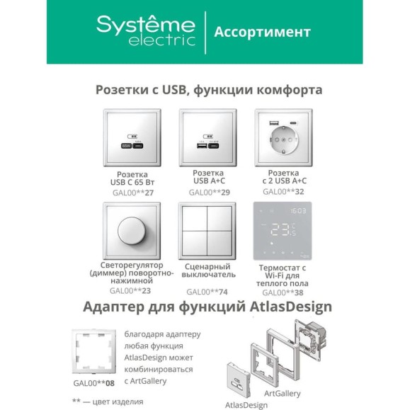 Переключатель 1-клавишный ArtGallery Systeme Electric 10 АХ, механизм, Карбон GAL001061