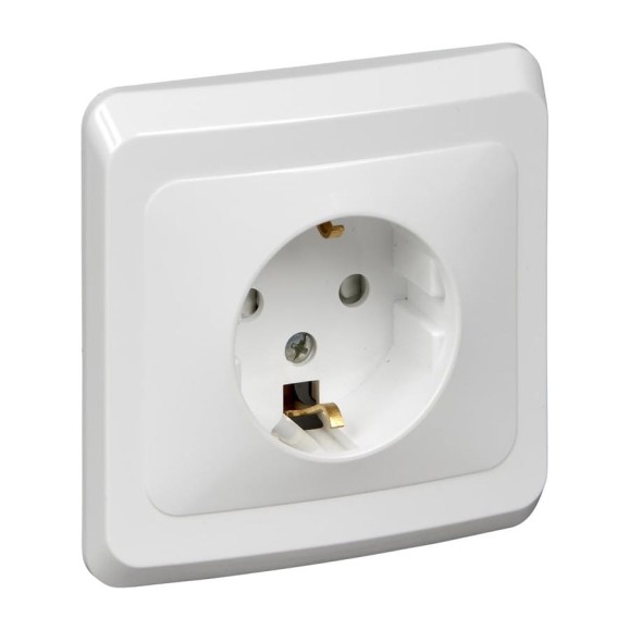 Розетка 1-м Systeme Electric (Schneider Electric) Этюд, 16 А, с заземлением, защитные шторки, белый, арт. PC16-004B