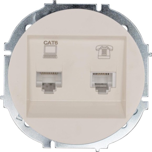 Розетка компьютер+телефон с модулем Cat 6 Lezard OSEN слоновая кость 743-9088-144