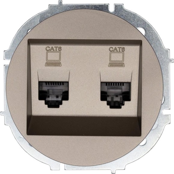 Розетка компьютерная двойная с модулем Cat 6 Lezard OSEN титан 743-3788-142