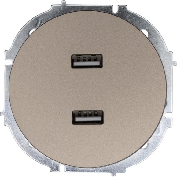 Розетка 2-ая USB разъем Lezard OSEN титан 743-3788-192