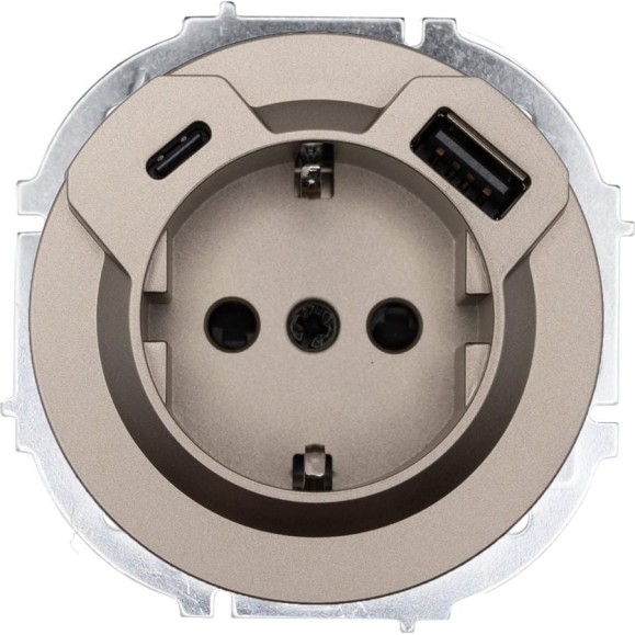 Розетка с/з TC + USB разъем Lezard OSEN титан 743-3788-181TC