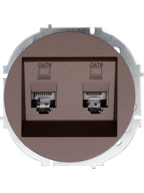 Розетка компьютерная двойная с модулем Cat 6 Lezard OSEN шоколад 743-7388-142