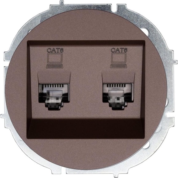 Розетка компьютерная двойная с модулем Cat 6 Lezard OSEN шоколад 743-7388-142