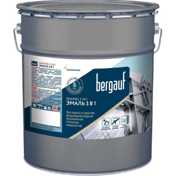 Краска Bergauf ENAMEL 3 IN 1 черная, 22 кг 71538 Краска Bergauf ENAMEL 3 IN 1 черная, 22 кг 71538
