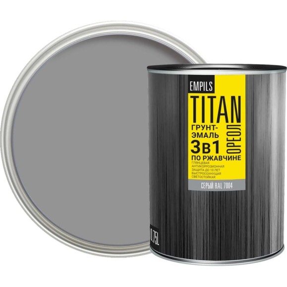 Грунт-эмаль по ржавчине Empils Titan Ореол ОРЕОЛ TITAN серый RAL 7004 0.75 л 0.8 кг 87281