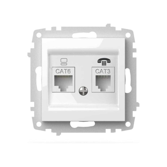 Розетка компьютерная + TF ELBI Zena Vega белоснежный, Cat 6 M+K 609-015600-249