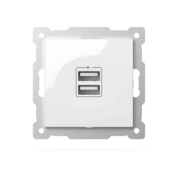 Розетка USB двойная ELBI Zena Vega белоснежный, 5V, 2.1A M+K 609-015600-143