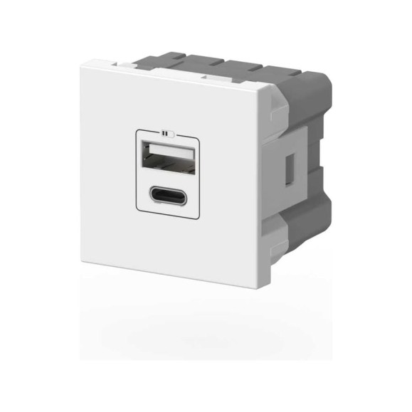 Розетка зарядного устройства Type A+C ELBI Moda Vox белый, с заземлением, 5V, 2.4A M+C 611-040232-335