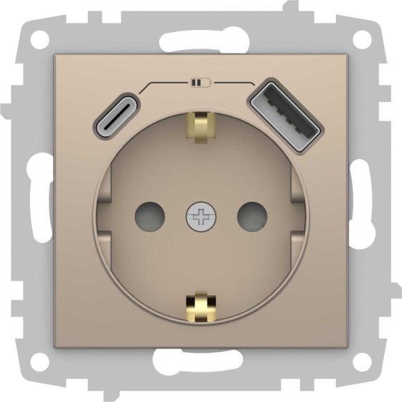 Розетка Type C+USB ELBI Zena Vega антрацит, с заземлением, зарядка, 5V, 2400 mA 609-014000-334 Розетка Type C+USB ELBI Zena Vega антрацит, с заземлением, зарядка, 5V, 2400 mA 609-014000-334