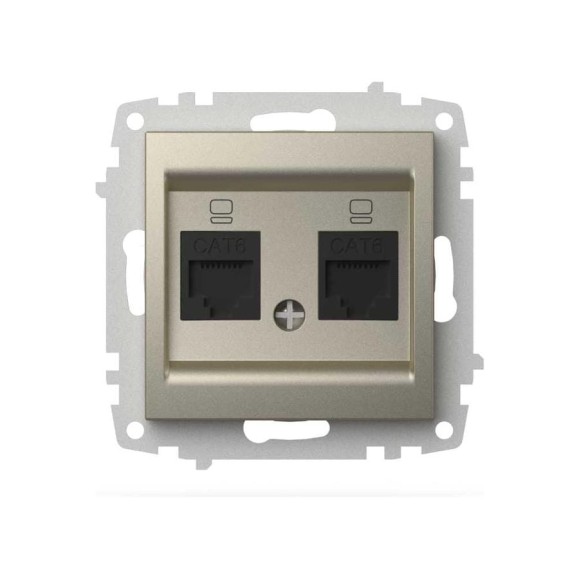 Розетка двойная компьютерная ELBI Zena Vega титан, Cat 6 M+K 609-011400-248 Розетка двойная компьютерная ELBI Zena Vega титан, Cat 6 M+K 609-011400-248