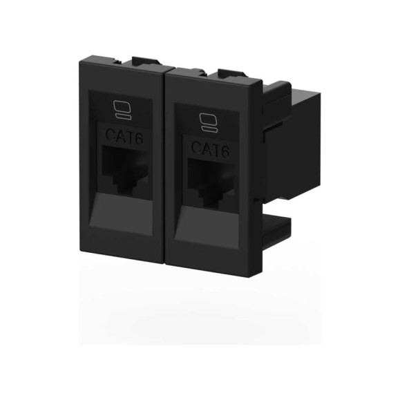 Розетка 2-я компьютерная (CAT 6) ELBI Moda Vox Vantablack M+K 611-044832-248 Розетка 2-я компьютерная (CAT 6) ELBI Moda Vox Vantablack M+K 611-044832-248