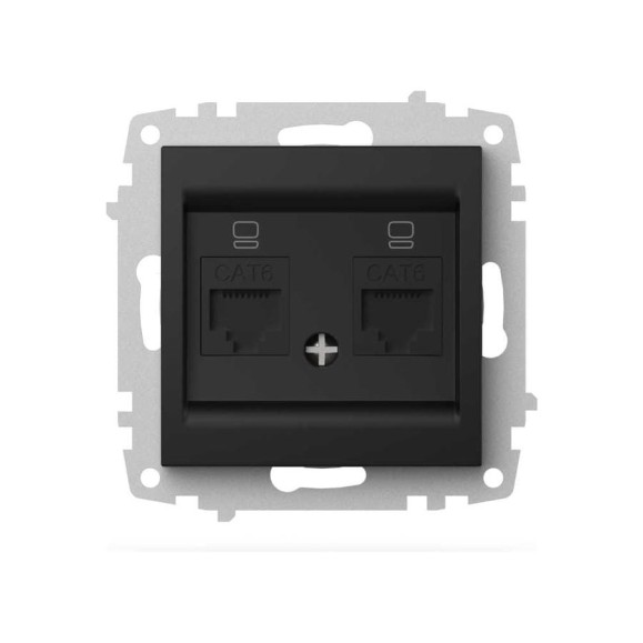 Розетка двойная компьютерная ELBI Zena Vega черный матовый, Cat 6 M+K 609-014800-248 Розетка двойная компьютерная ELBI Zena Vega черный матовый, Cat 6 M+K 609-014800-248