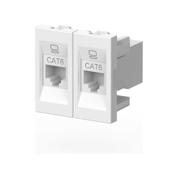 Розетка 2-я компьютерная (CAT 6) ELBI Moda Vox Белый M+K 611-040232-248 Розетка 2-я компьютерная (CAT 6) ELBI Moda Vox Белый M+K 611-040232-248